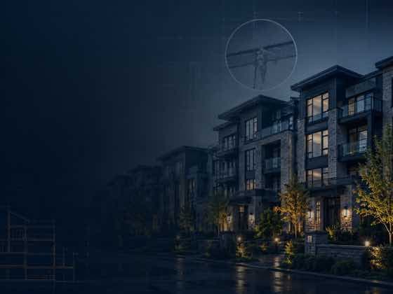 Condo property with architectural blueprint overlay for HOA construction defect and insurance recovery matters